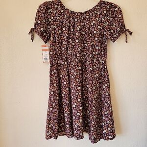 Cat & Jack NWT Maroon Orange Floral Dress Girl's Size M (8)